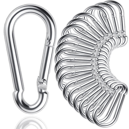 30Pack Heavy Duty Spring Snap Hooks 4Inch, 3/8” Carabiner Clips for Swing, Large Steel Chain Quick Links Safety Buckle Connector for Hammock Fitness Gym Outdoor Boating, M10 Snap Hook Carabiners