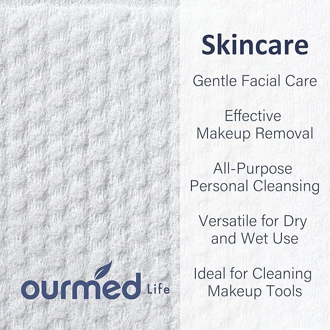 Ourmed Life Face Towels, Thicker Disposable Biodegradable Clean Face Wipes