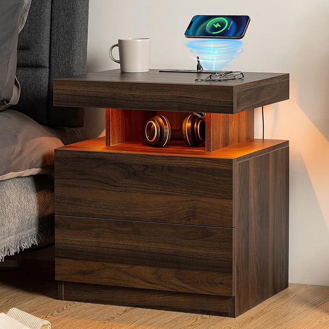 HOMMPA Set of 2 Rustic Nightstand