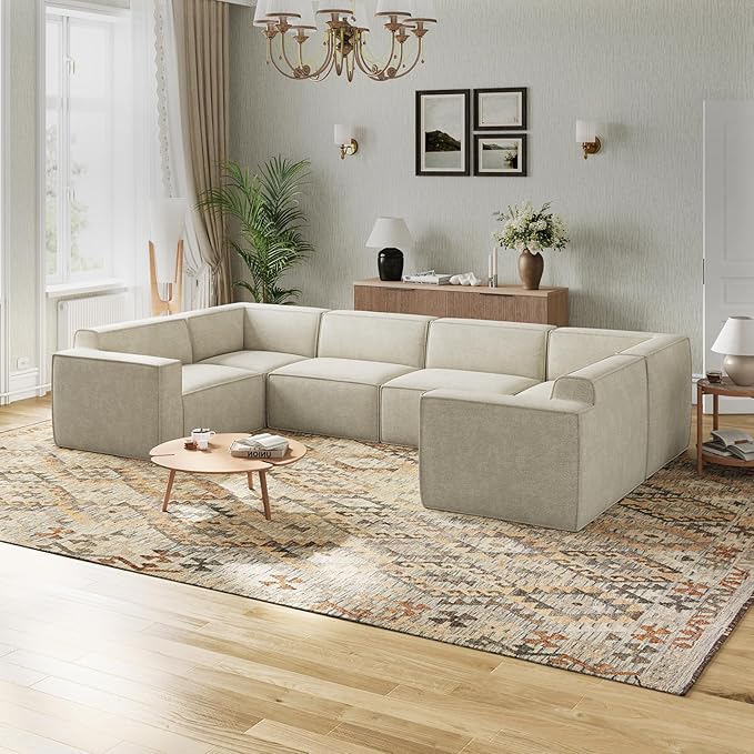 Novilla 134" Modular Sectional Sofa, No Assembly Cloud Sectional Couch