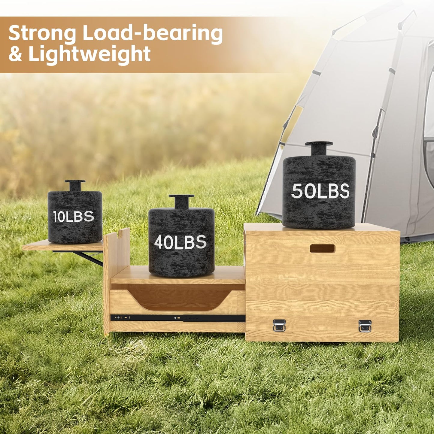 Haddockway Overland Kitchen Slide-Out System,All-in-One Folding Camping Table with Storage Drawer for SUV, Camp Kitchen Box for Outdoor Cooking, Picnic, Overlanding, Travel