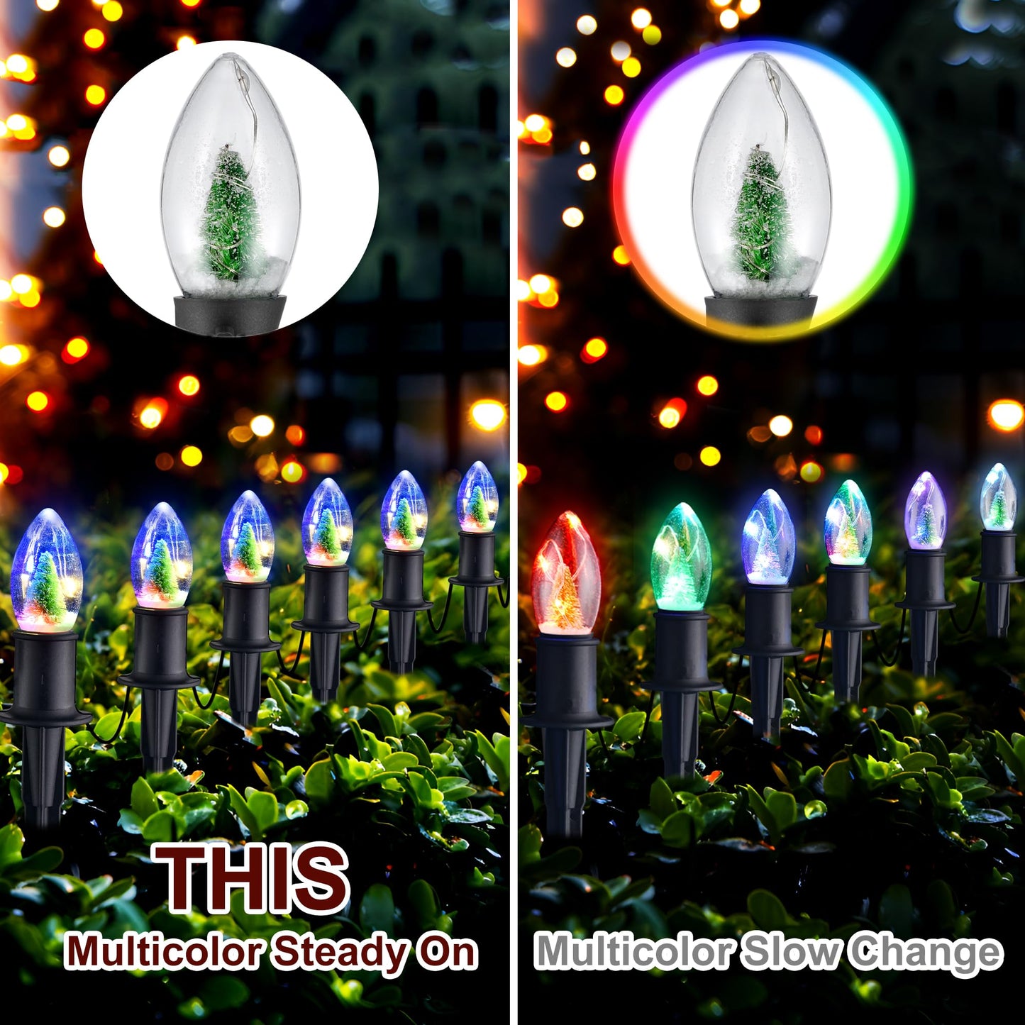 Christmas Pathway String Lights Outdoor- LED 24.5ft Christmas Path Marker Light with 20 C9 Christmas Tree Light Bulbs Decor, Connectable Waterproof Walkway Lights with Stakes for Xmas Lawn Yard Garden