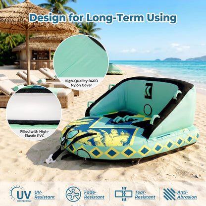 SMOOL Towable Tube for Boating, 1-4 Rider Inflatable Boat Tube with Heavy Duty 840D Nylon Cover, 0.7mm+ High-Elasticity PVC Bladder and Nylon Tow Rope Included