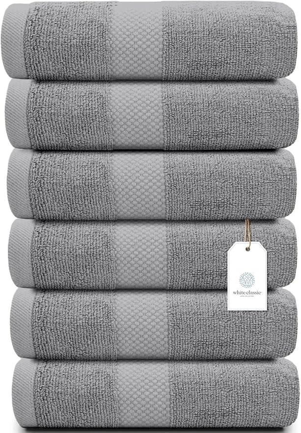 White Classic Luxury Light Gray Hand Towels