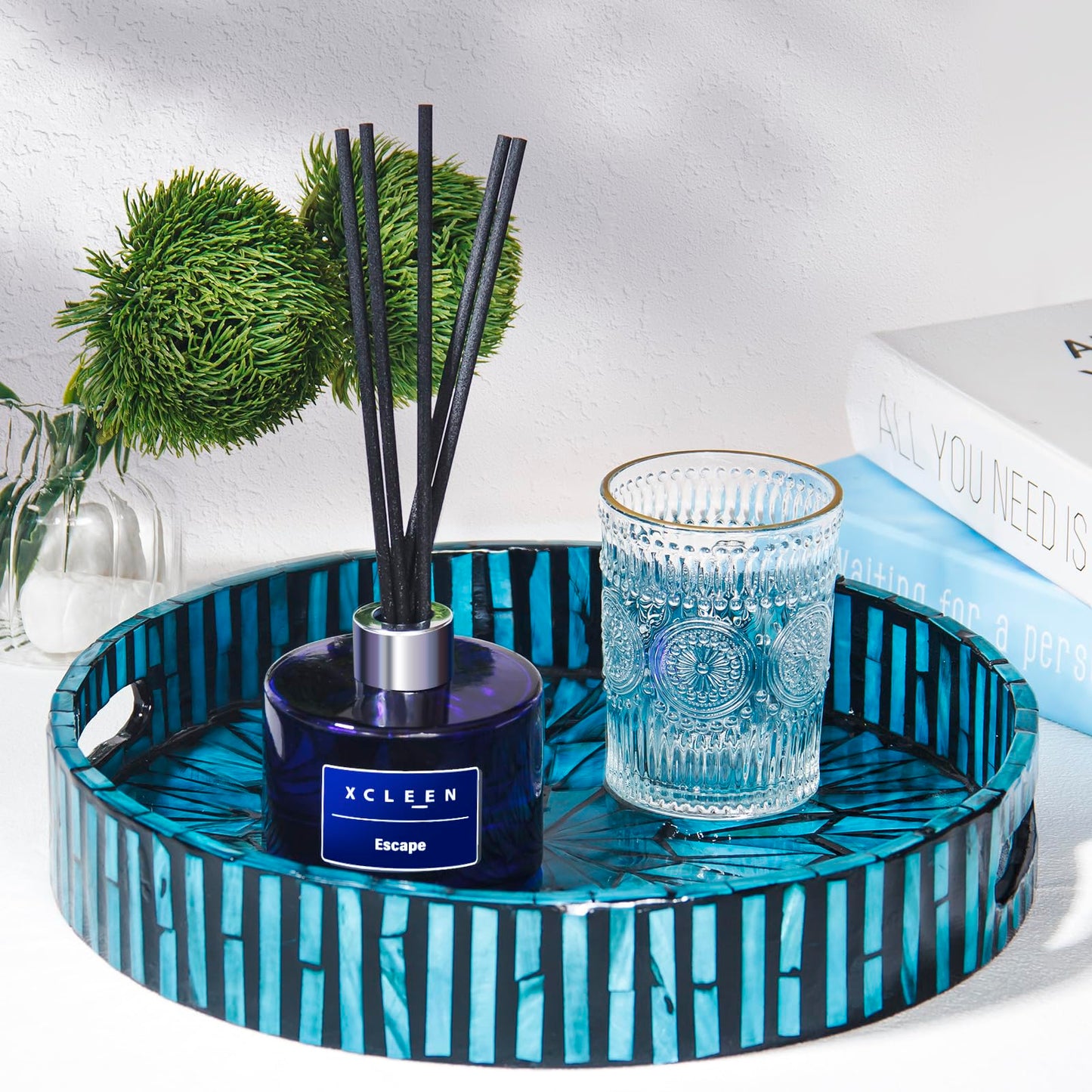 Reed Diffusers Set, 3.7 Oz Scent Diffuser, 6 Reed Diffuser Sticks, Home Fragrance Hyacinth, Peony & Citrus, Aromatherapy Oil Diffuser Reeds, More Masculine Scent, Bathroom & Office Decor 110ml