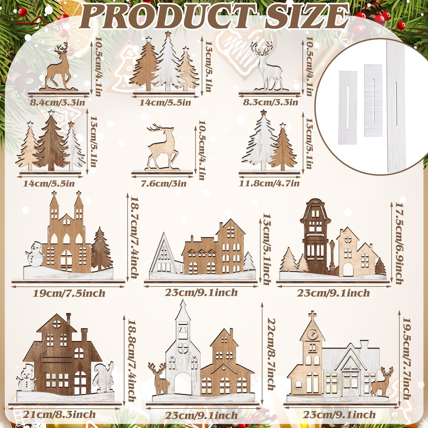 AceOrbit 12 Pcs Christmas Rustic Table Decor Xmas Trees and Elk Farmhouse Tiered Tray Decor Wooden Tabletop Centerpieces Sign Gifts for Fireplace Home Office Christmas Birthday Party Supplies