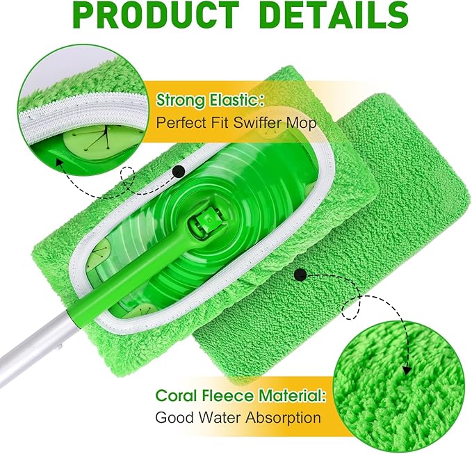 8Pcs Reusable Microfiber Mop Pads Compatible