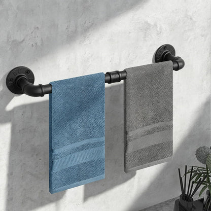 Jeasor Industrial Pipe Towel Rack Towel Bar, Heavy Duty Wall Mounted Rustic Farmhouse Bath Towel Holder for Bathroom (Black, 18 Inch)