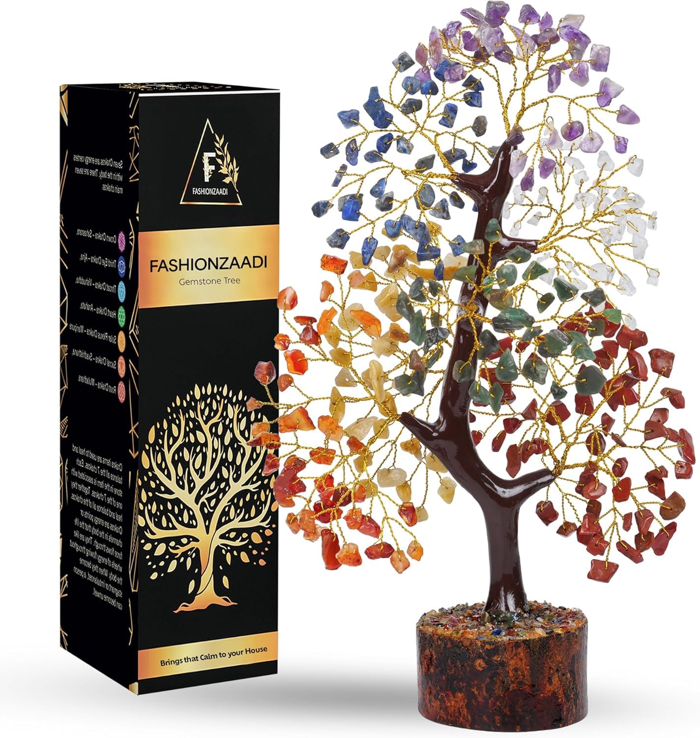 FASHIONZAADI 7 Chakra Tree of Life, Crystals and Healing Stones, Birthday Gifts for Women - Crystal Tree for Positive Energy, Home Office Decor, Spiritual Gifts for Women