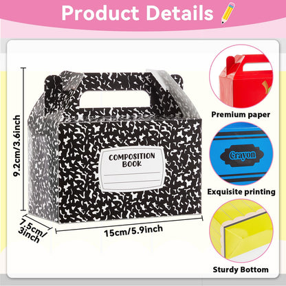 12Pcs Back to School Gift Boxes First Day of School Party Treat Boxes Pencil Crayon Apple Goodie Candy Box Teacher Appreciation Party Favor for Student Preschool Kindergarten Classroom Decorations