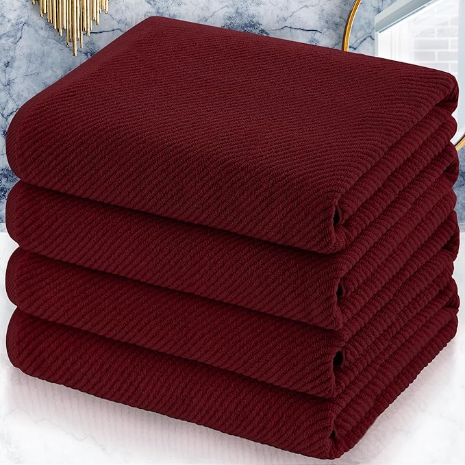 VOOVA & MOVAS Red Bath Towels, 4 Pack Large 30" x 56"