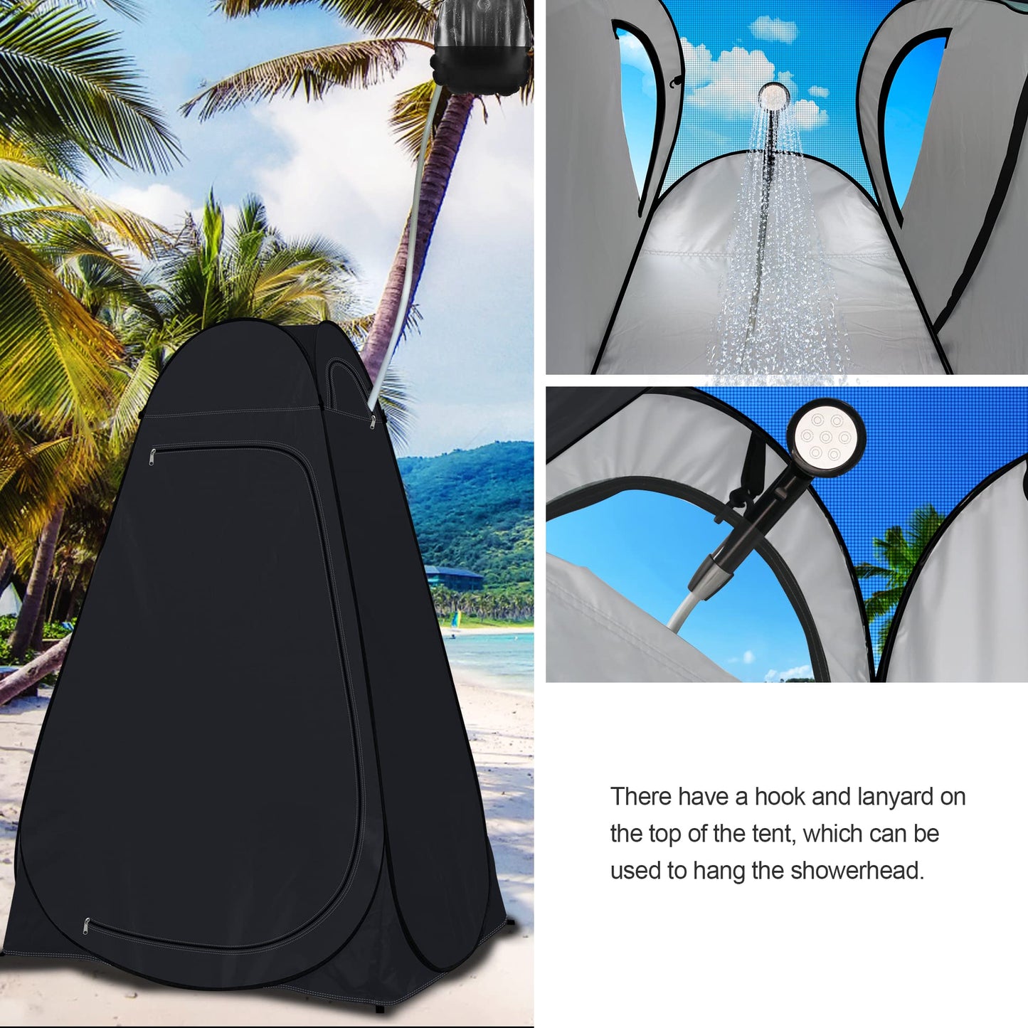 anngrowy Shower Tent Pop-Up Privacy Tent Camping Portable Toilet Outdoor Camp Bathroom Changing Dressing Room Instant Privacy Shelters for Hiking Beach Picnic Fishing Potty, Extra-Tall, UPF 50+