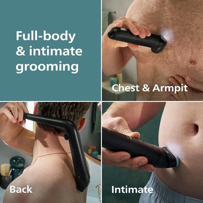 Philips Norelco Body Groomer 7000 Series, Waterproof Men's Full Body Groomer with Travel Case, Triple Protect Shave System & Body Hair Trimmer with Contour-Following 2D Flexing Head, BG7490/50