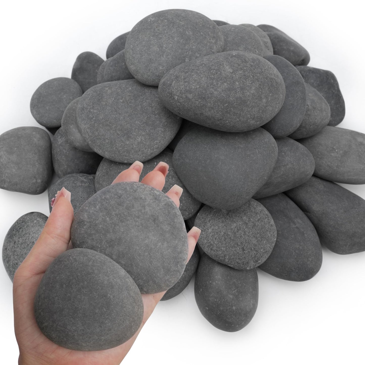 NUPICK 6lb Mexican Beach Pebbles, 2-3" Black River Rocks for Landscaping, Smooth Garden Rocks for Outdoor Paving, Natural Black Pebbles for Plants, Decorative Stones for Planters, Fish Tank, Fountain