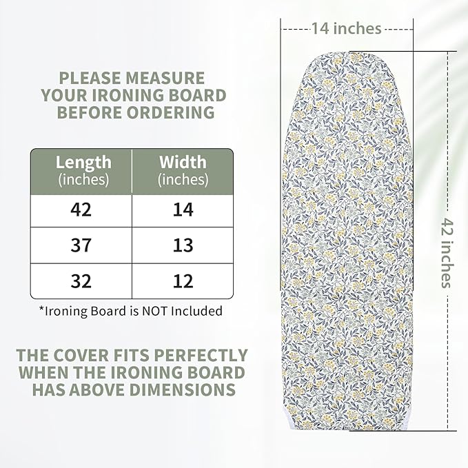 Seiritex Over The Door Ironing Board Cover 14 x 42 inch, Thick Padding and Heat
