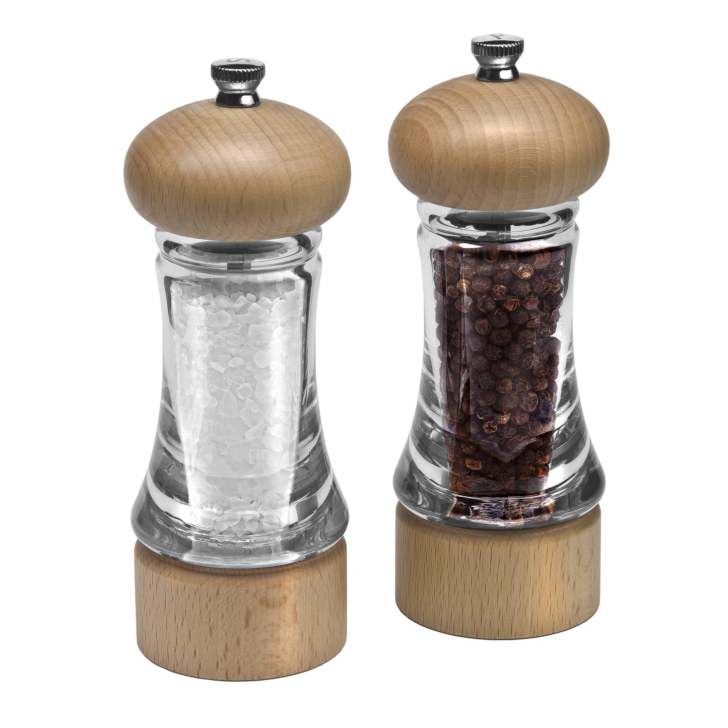 Cole & Mason Basic Woods Mill Gift Set - Adjustable Salt & Pepper Grinders - Refillable Spice Tools - Hand Wash Kitchen Tool - Wood