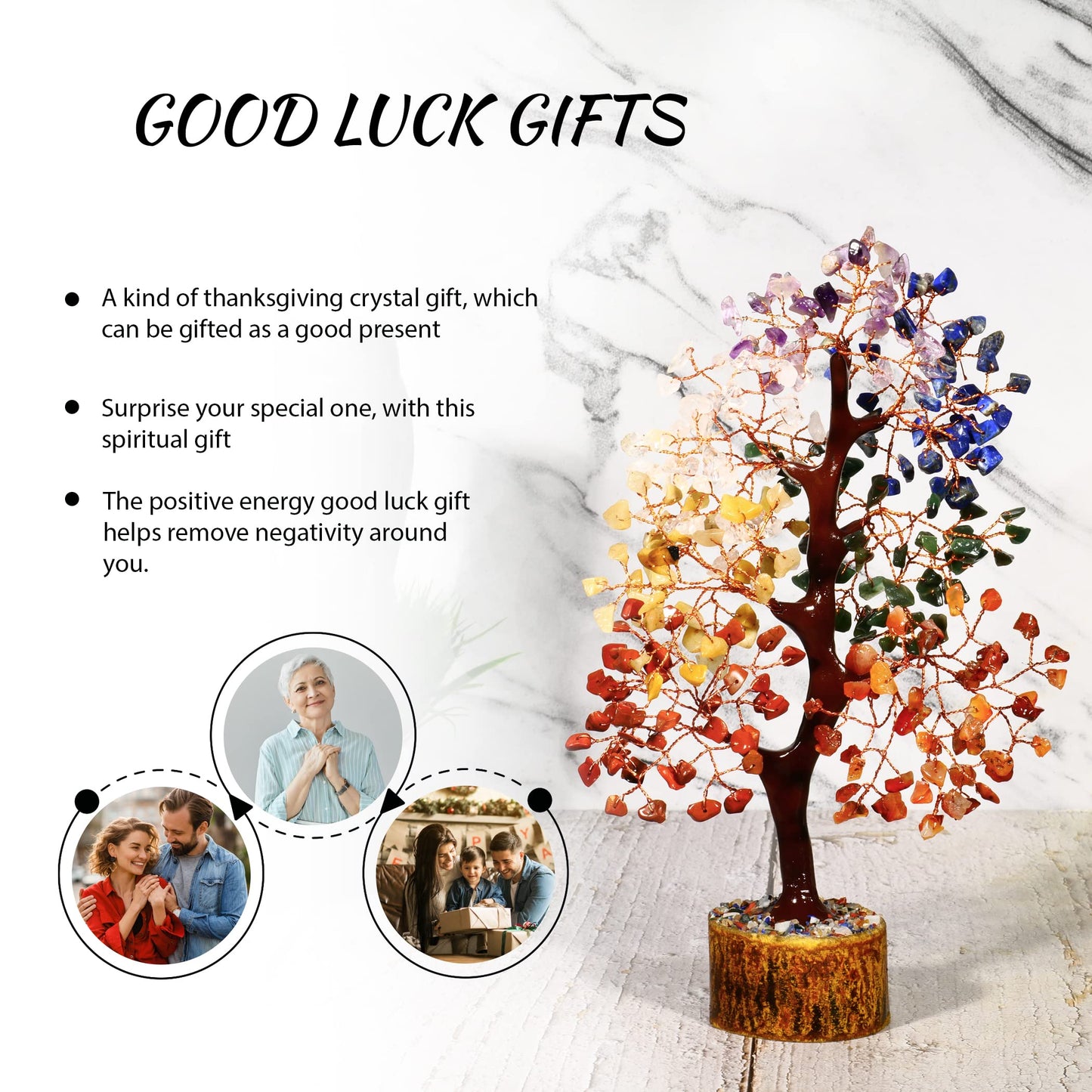 PYOR 7 Chakra Tree of Life - Gemstone Tree - Meditation Gifts - New Home Decor - Crystals - Spiritual Gifts for Women - Office Feng Shui Decor - Chakra Stone