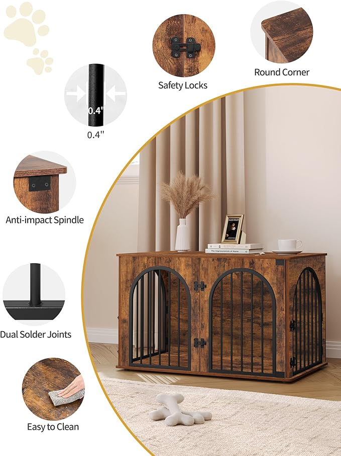 Hzuaneri 39.4" Wooden Dog Crate Furniture, Indoor Dog Kennel Dogs Cage