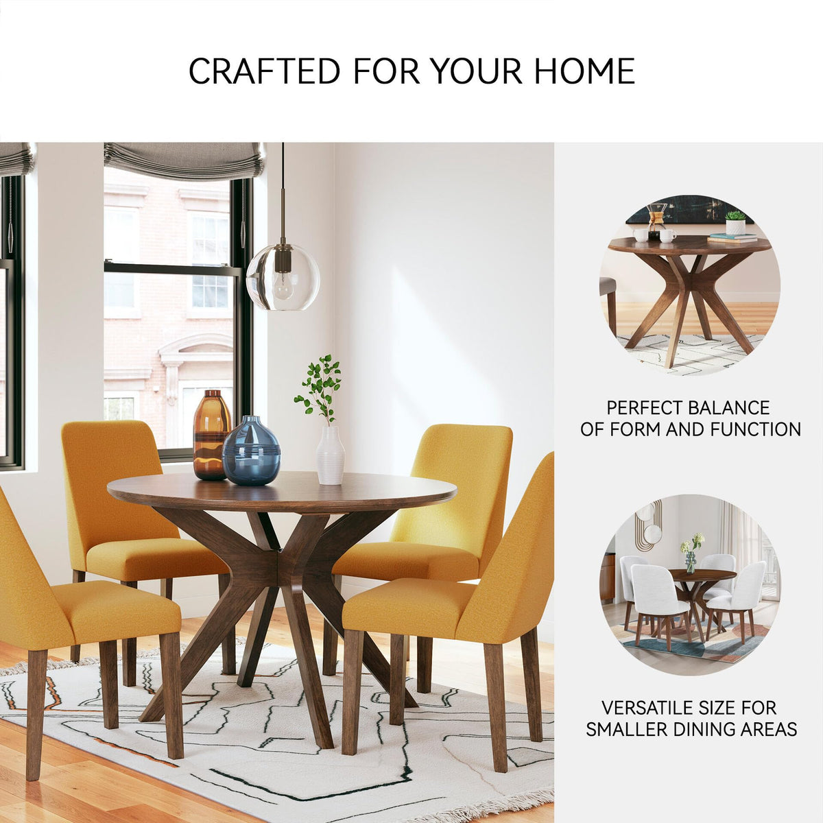 Signature Design by Ashley Lyncott Traditional Round Dining Room Table, Seats up to 4, Brown, 45" W x 29.75" H