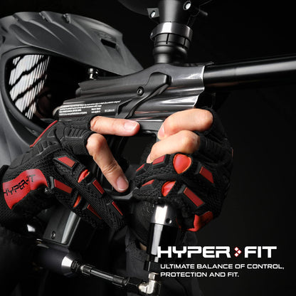 Glove Station Hyper-Fit Tactical Shooting & Work Gloves - Red, Large - 2 Fingerless Design Paintball & Airsoft Gear for Men with Outstanding Grip for Combat, Hunting, Shooting, & Work