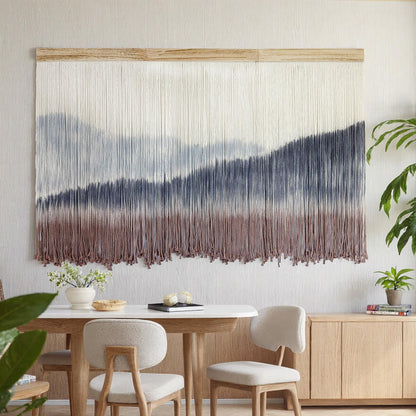 AKSWSHO Macrame Wall Hanging, Extra Large Mountain Dip-Dye Handmade Cotton Tapestry 59.06" x 38.19", Oversized Boho Wall Décor for Living Room Bedroom Studio Entryway, Serene Handcrafted Home Gift