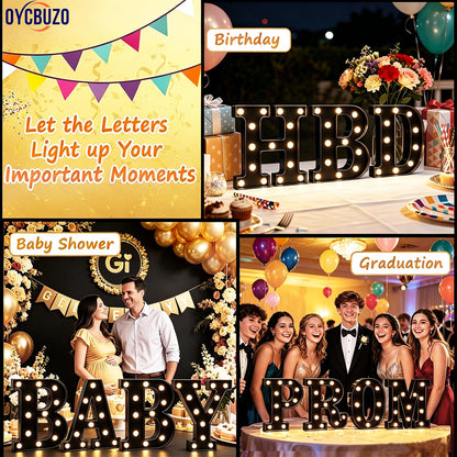 OYCBUZO Light Up Black Alphabet Marquee Letters Sign LED Marquee Number Lights Sign for Night Light Home Bar Christmas Lamp Birthday Party Wedding Decorations B