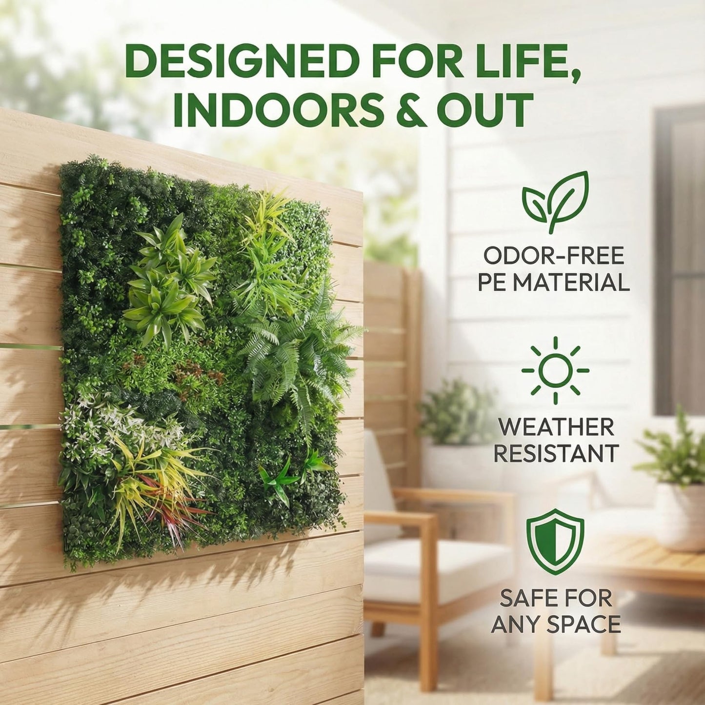 FOSZMAC Artificial Plant Wall Panels, 40"x 40" Greenery Boxwood Panels with UV Protection, Faux Grass Ivy Privacy Screen Fence, Grass Wall Backdrop for Indoor Outdoor Garden Backyard Decor