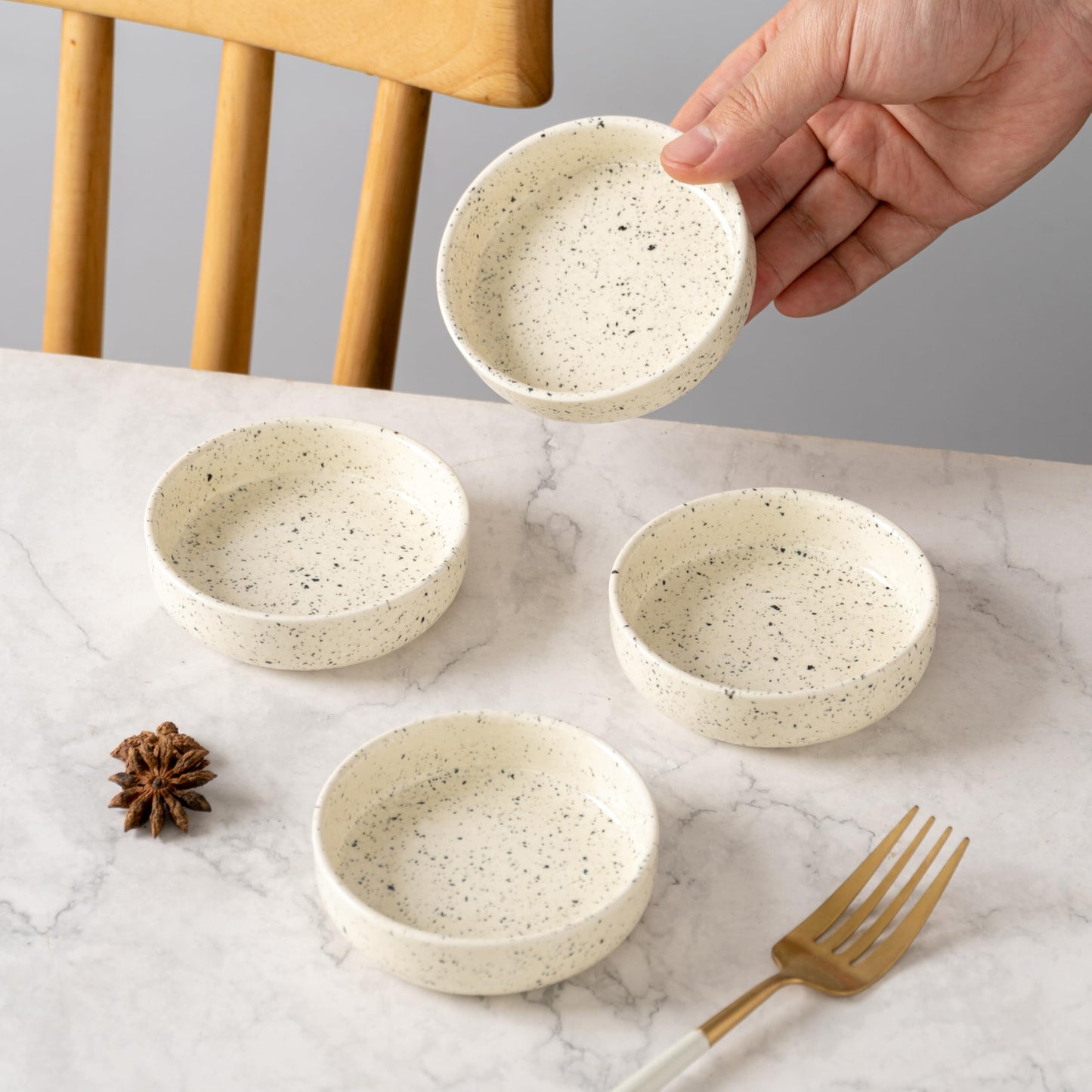SHIDACHENG Dipping Bowls Set of 4, 2462°F High-Fired Ceramic Small Bowls for Dips, Olive Oil & Sauce, Elevates Table Setting, Idea for BBQ, Afternoon Tea, Entertaining, Housewarming & Holiday Gifts