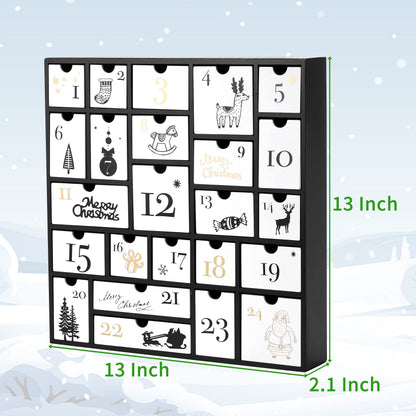SUNGIFT Wooden Advent Calendar, Christmas Countdown Calendar Boxes with 24 Drawers and Numbers to Fill 2025, DIY Reusable Advent Calendar Decoration Xmas Gift for Kids, Adults, Family, Friends