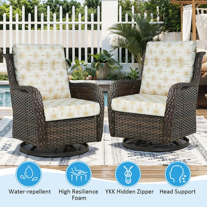 Supflourishia Outdoor Patio Chair Cushions 44x21x3.5 inch, Set of 2 Thicken Comfy Cushions for Rocker Non Slip Fade Shield Water Repellent High Back with Ties, Radiant Floral Brocade