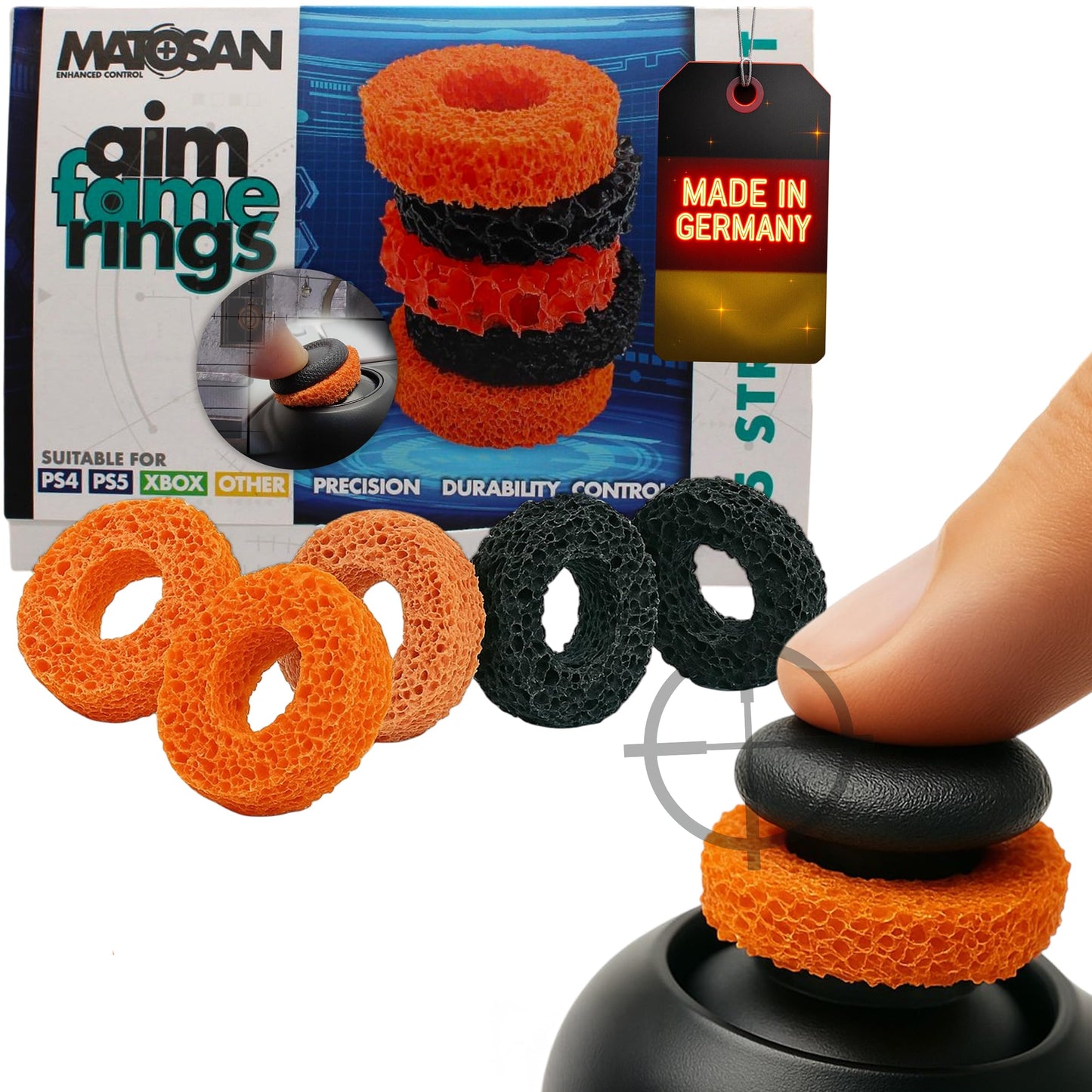 MatoSan® 5X Aim Assist Precision Rings – Compatible with PS4 Controller – Compatible with PS5 Controller – Gaming Accessories for PlayStation – Made in Germany