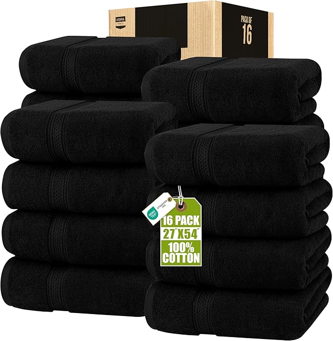 Utopia Towels 16 Pack Premium Bath Towels Set, 27 by 54 Inches, 100% Ring Spun