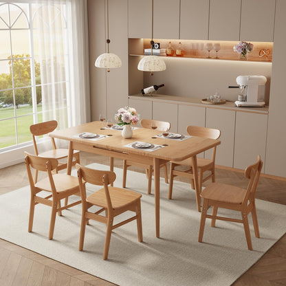 Muwuele Solid Wood Extendable Dining Table for 4-8 People with Seamless Extension from 47.2 to 63 Inches, Easy Assembly, Expandable Tables for Small Spaces, Dining Room, Kitchen, Living Room, Natural