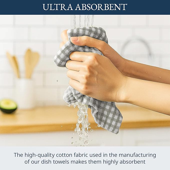 LANE LINEN Cotton Kitchen Towels Set, Quick-Drying Dish Towels, Tea Towels