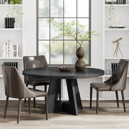 Tribesigns 47 inch Round Dining Table Wood Kitchen Table for Dining Room, 47" Dinner Room Tables for 4-6, Farmhouse Accent Furniture with Wooden Tabletop and Cross Base, Black