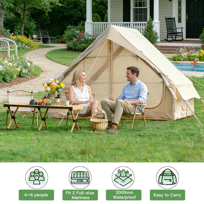 Inflatable Tent, 2-6 Person Glamping Camping Tent, 300D Oxford Waterproof UV Protection Windproof 60s Setup, Large Outdoor Sun Shelter with Air Pump & Storage Bag for Picnicking, Beach, Park, Festival
