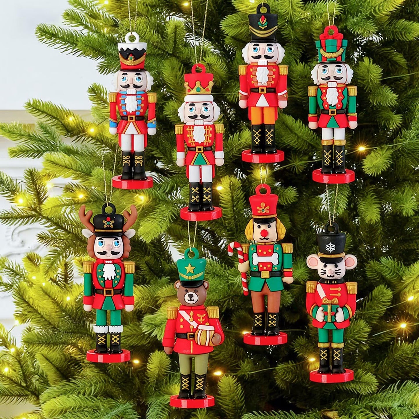 8PCS Christmas Nutcracker Ornaments for Tree, Vivid Nutcracker Soldiers Christmas Tree Decorations for Xmas Tree Festive Hanging Ornament Holiday Party Decor