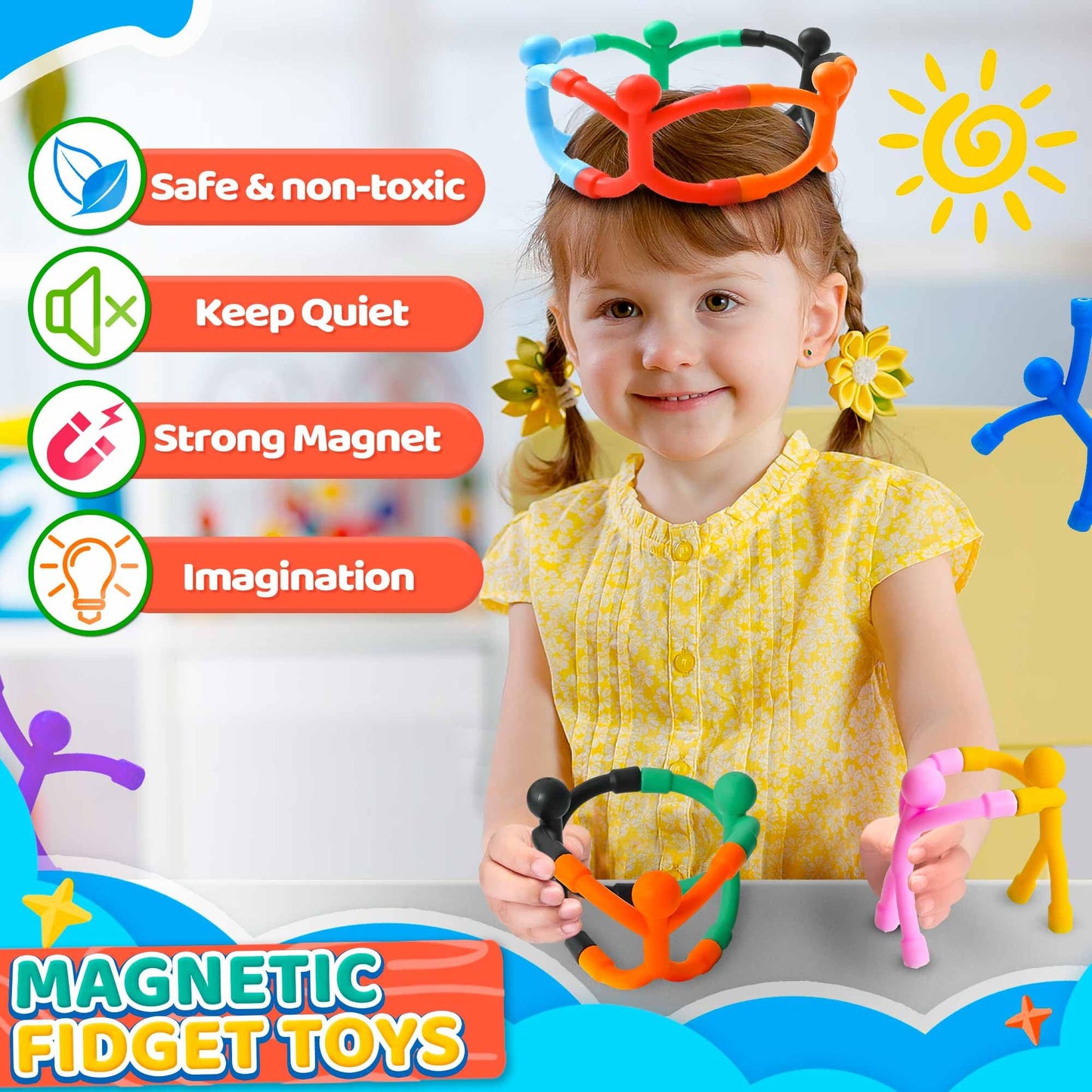 Magnetic Travel Toys for Toddler 5PCS, Airplane Travel Activities Essential Fidget Toys for Kids 4-8 Road Trip ‌Sensory Toy, Fridge Magnet for Toddler 1 2 3 4 5 Year Old, Easter Basket Stuffers Gift
