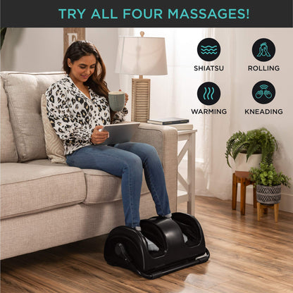 Best Choice Products Heated Shiatsu Foot Massager for Pain Relief, Plantar Fasciitis, Neuropathy, Blood Circulation w/Compact Design - Burgundy