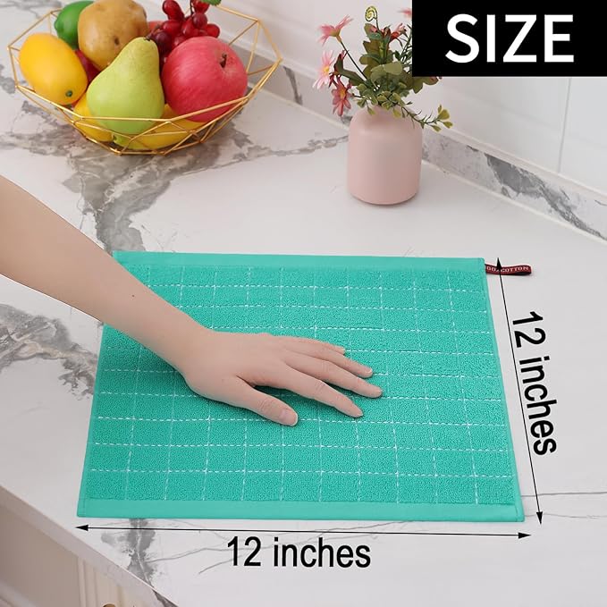 Homaxy 100% Cotton Terry Kitchen Dish Cloths, Ultra Soft and Absorbent Dish