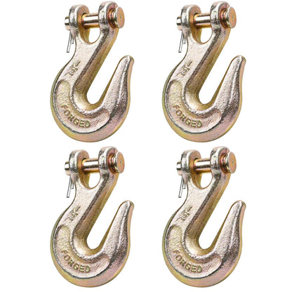 Lechansen 1/2'' G80 Chain Grab Hook Heavy Duty, 4 Pack Grade 80 Clevis Grab Hooks, 1/2" G80 Tow Hooks Zinc Plating, 12,000 Lbs Working Load Limit, Transport Chains Hook, Trailer Trucks Hook