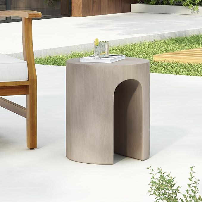 Christopher Knight Home Outdoor Round Side Table, U-Shaped Patio Garden Stool