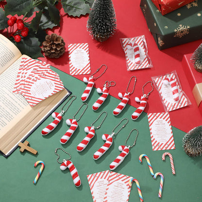 Soulchen 24 Set Christian Christmas Ornaments Bulk Candy Cane Ornaments with The Legend of The Candy Cane Cards for Church Christmas Stocking Stuffers Party Favor