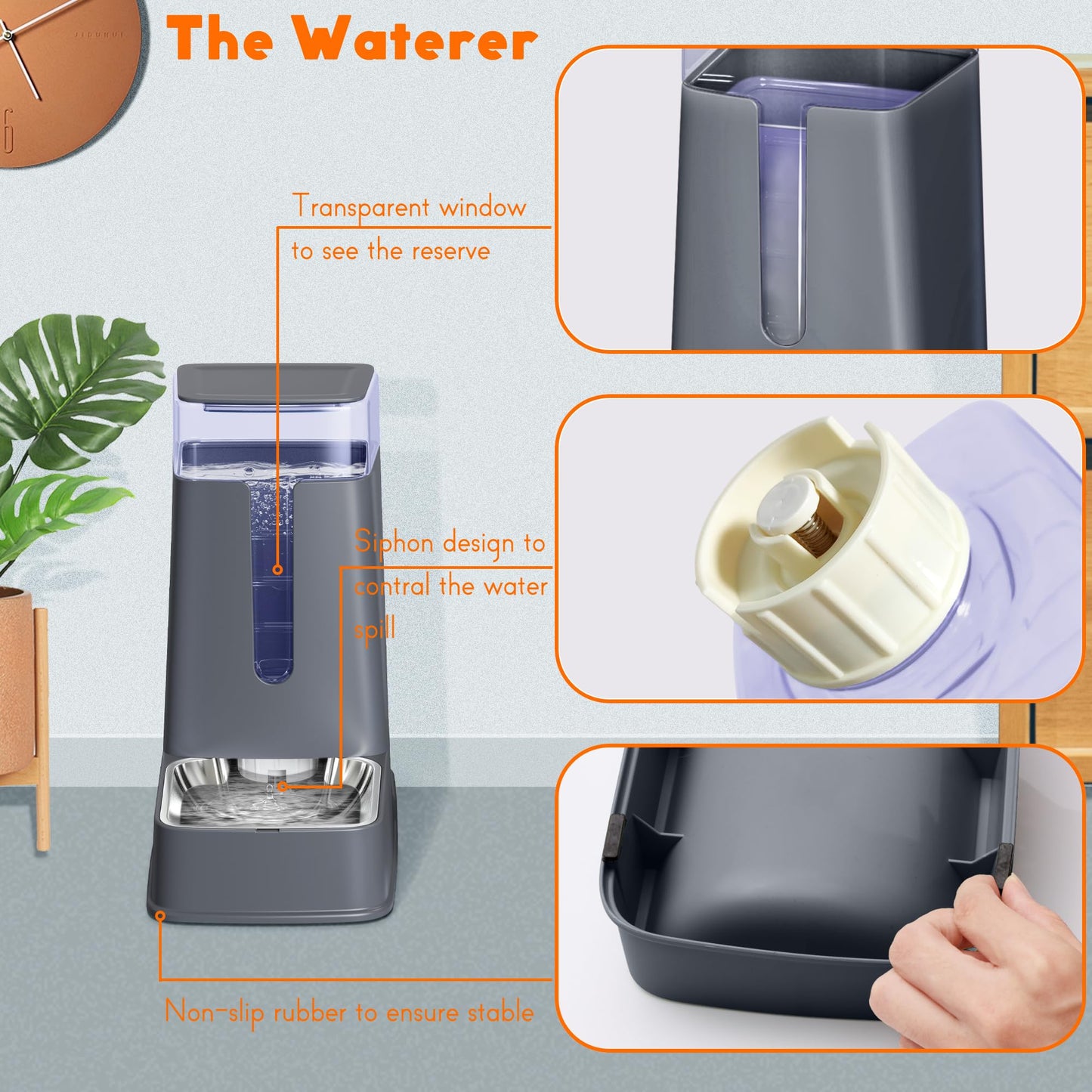 Automatic Cat and Dog Feeder Set, 2 Packs Stainless Steel Automatic Food and Water Dispenser, 3.8 L