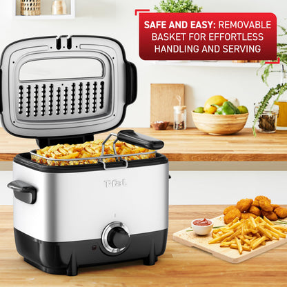 T-fal 3.5L Stainless Steel Deep Fryer with Basket for Home Use, 1700W, Deep Fryer with Oil Filtration, Temp Control, Digital Timer