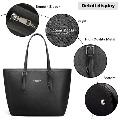 Jocose Moose Women Handbag Laptop Tote Bag Large PU Leather Computer Designer Shoulder Bag Lightweight, Gift with a Ladies Purse