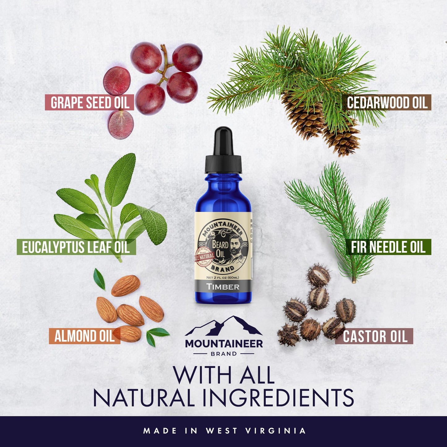 Mountaineer Brand Natural Beard Oil with Lime & Sage Scent | Made in West Virgina | Hydrates, Moisturises, Softens & Conditions for Beard Growth | Treats Dry Itchy Beards for Men | 2oz