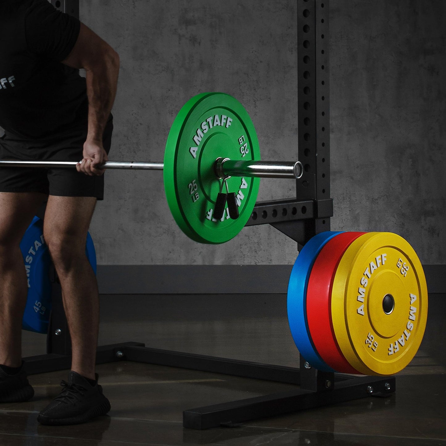 AmStaff Fitness Olympic Weight Plate Holder for Power & Squat Racks – Fits 2x2, 2.33x2.33, 3x3 Inch Tubes, 1" Hole – Storage Horns for Weight Plates on Power Rack – Pair (3" x 3")