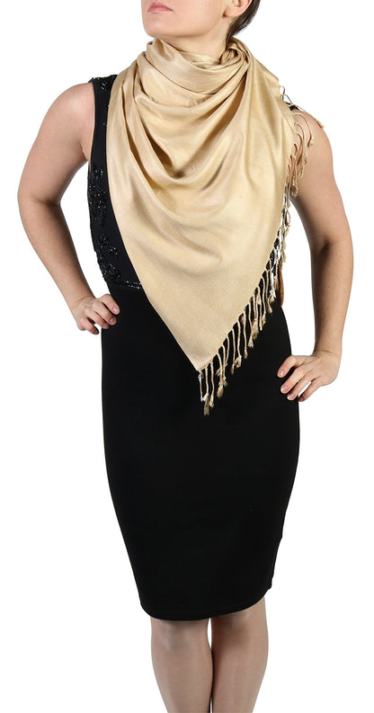 Pashmina Shawls and Wraps for Women - Ideal for Summer Weddings and Special Events - Gold
