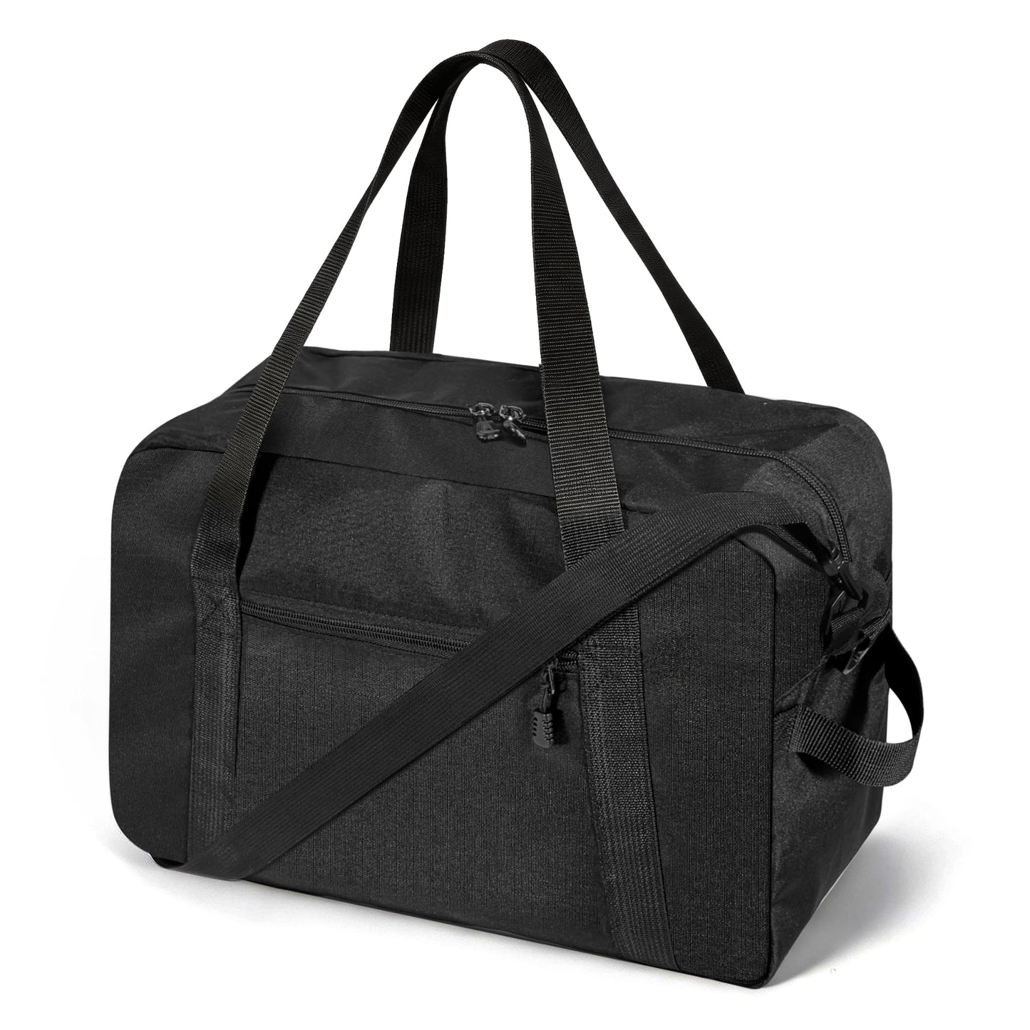 Nouatbog Small Gym Bag 14 Inch Duffel Bag for Women & Men,Waterproof Travel Sports Bags,Mini Gym Duffel with Bottle Holder,Foldable Lightweight Carry On Duffle-Black